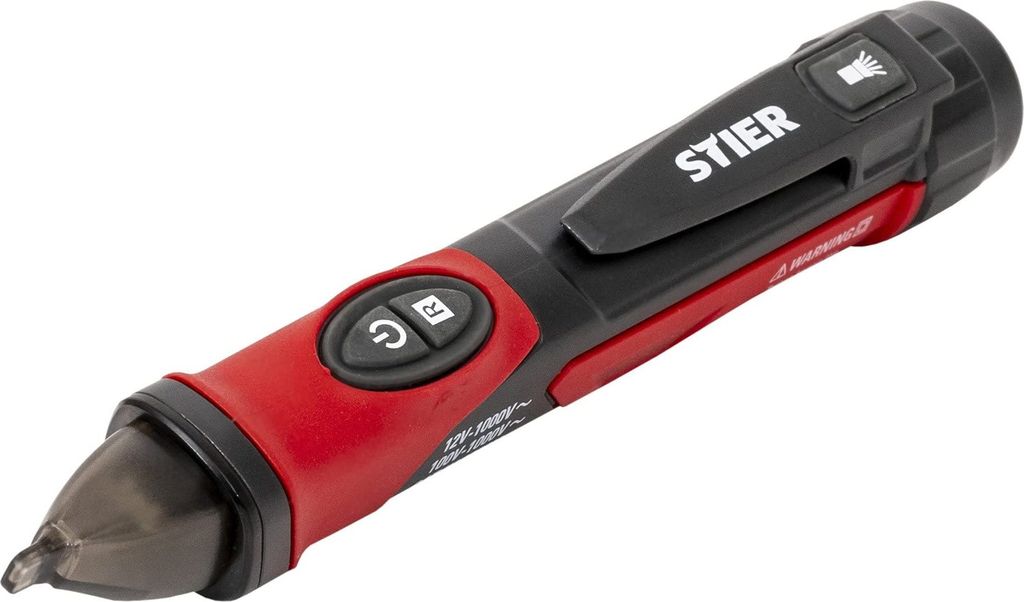 STIER berührungsloser Spannungsprüfer, 12 bis 1000V AC, IP67, mit Taschenlampe, Phasenprüfer, energieeffizient