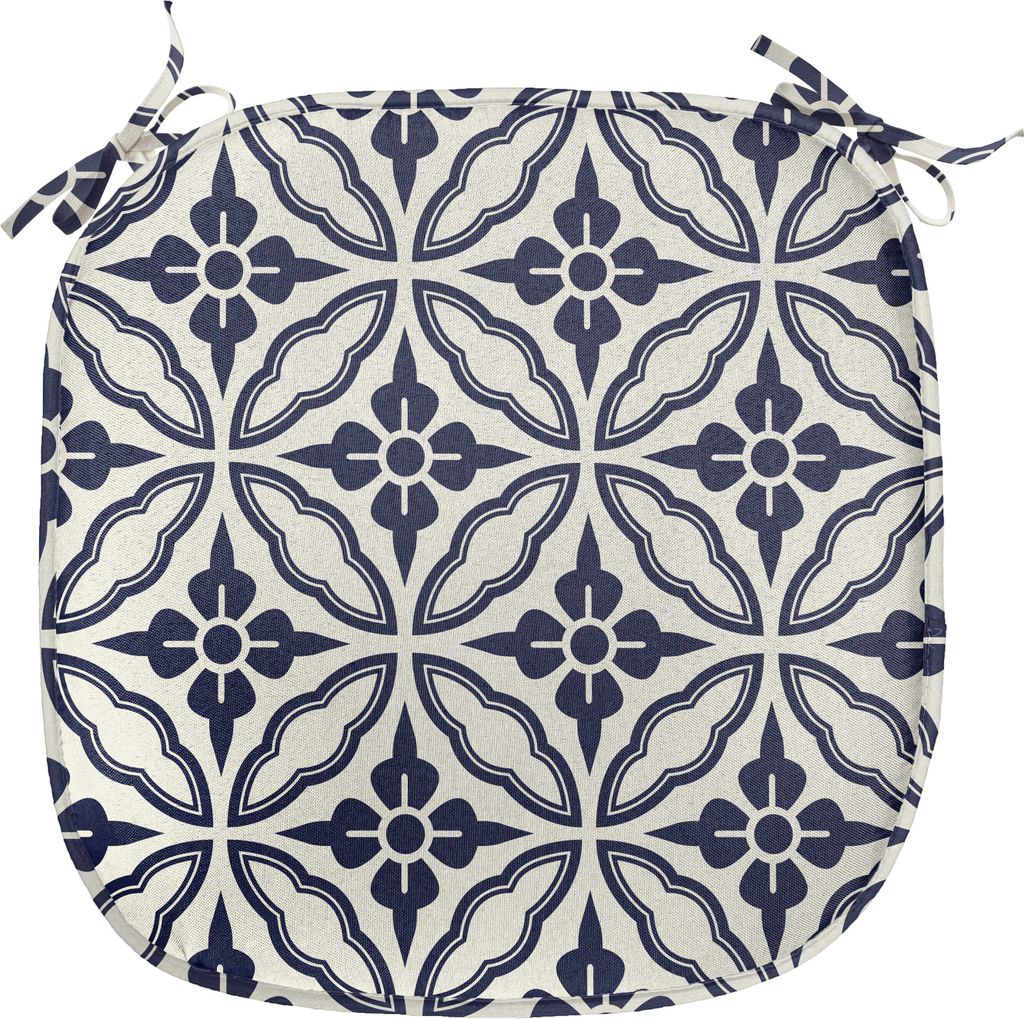 ABAKUHAUS Geometrisch Polster für Esszimmerstühle, japanische Mandala, Dekoratives wasserfestes Kissen mit Riemen für Küchensitze, 40 cm x 40 c...