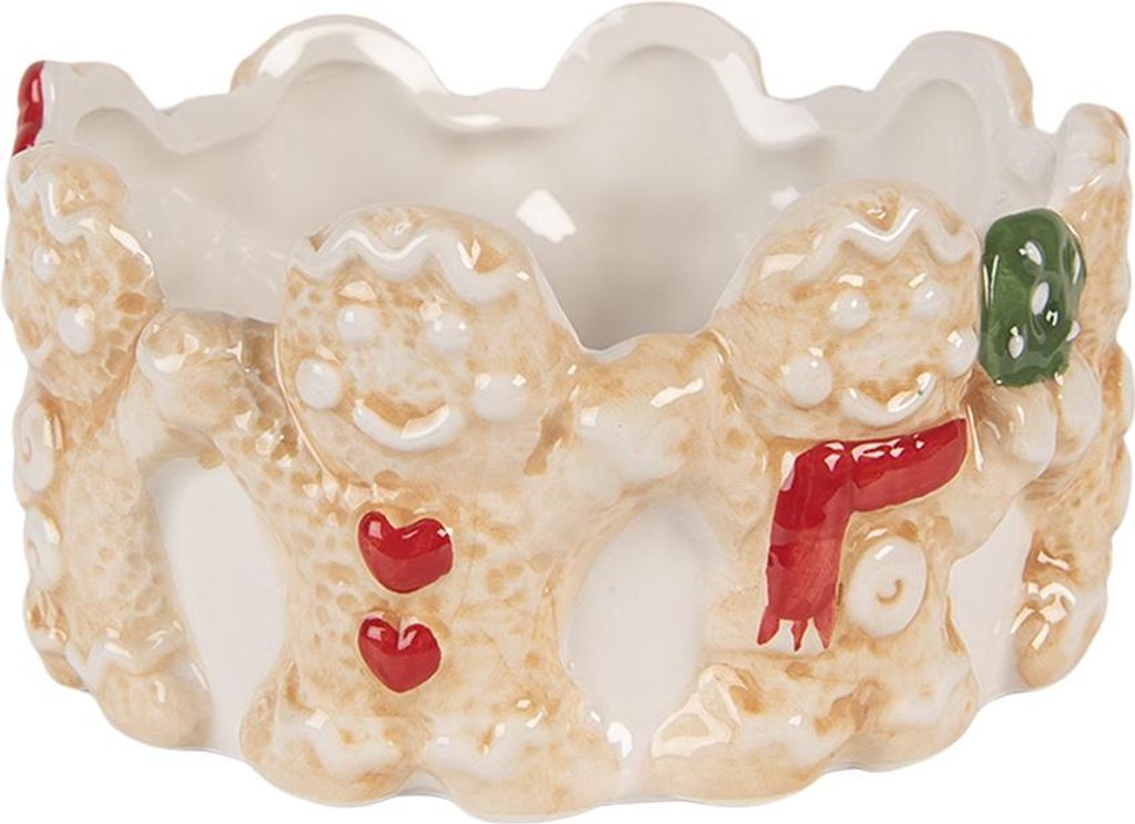 Clayre & Eef Schale Ø 14x7 cm Braun Beige Keramik Pfefferkuchenmann
