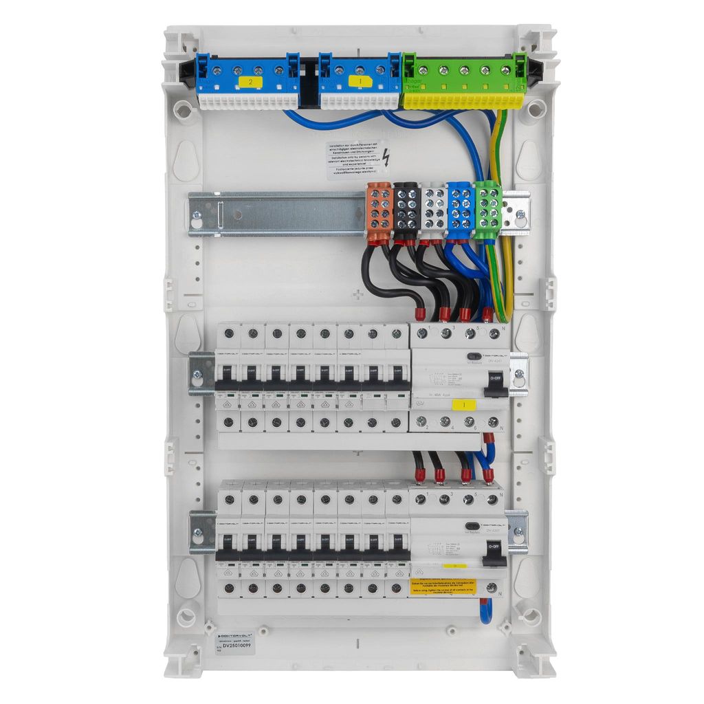 Sicherungskasten Hager Aufputz Verteilerkasten 3x12 Module 14xMCB 2xRCCB VDE verdrahtet Verteilerschrank Sicherungen 515x305x96,5mm Doktorvolt