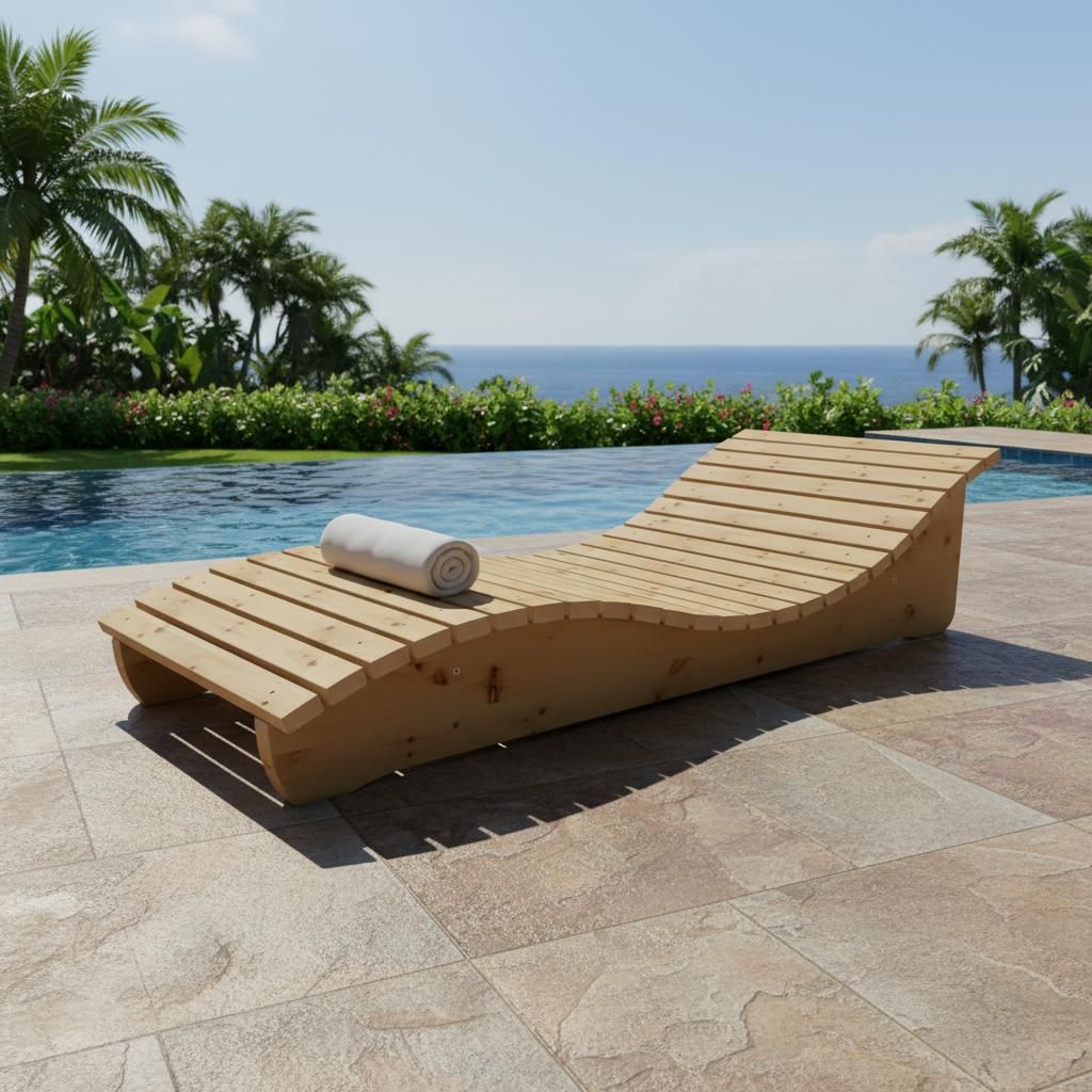 Holzliege Wellenliege Waldsofa Relaxliege Gartenliege "Relax-Gertl" (Lärche) 1-teilig Liegebreite 80cm Himmelsliege