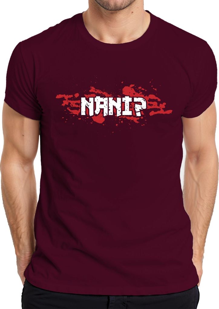 NANI? Anime Manga Ästhetik Otaku Japan Meme Gaming Japanisch Herren T-Shirt, Burgundy, M
