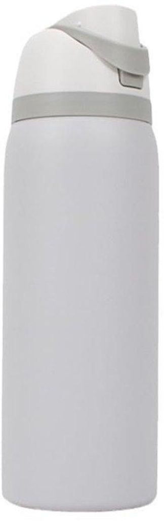 Isolierte Edelstahlwasserflasche 32oz mit Trinkhalm, weiß, -frei