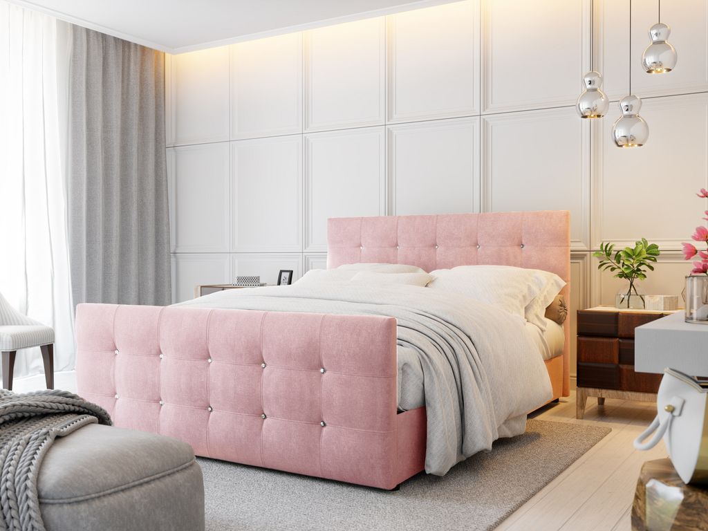 Elegantes Bett CLEO 180x200 mit Container, verschiedene Farben, Premium-Matratze, Schlafzimmer-Polsterbett COSMIC 16 Elegantes Bett CLEO 180x200 mi...