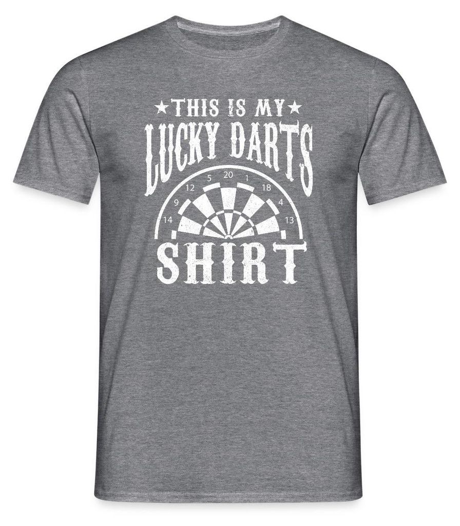 Spreadshirt This Is My Lucky Darts Shirt Fun Style Männer T-Shirt, L, Graphit meliert