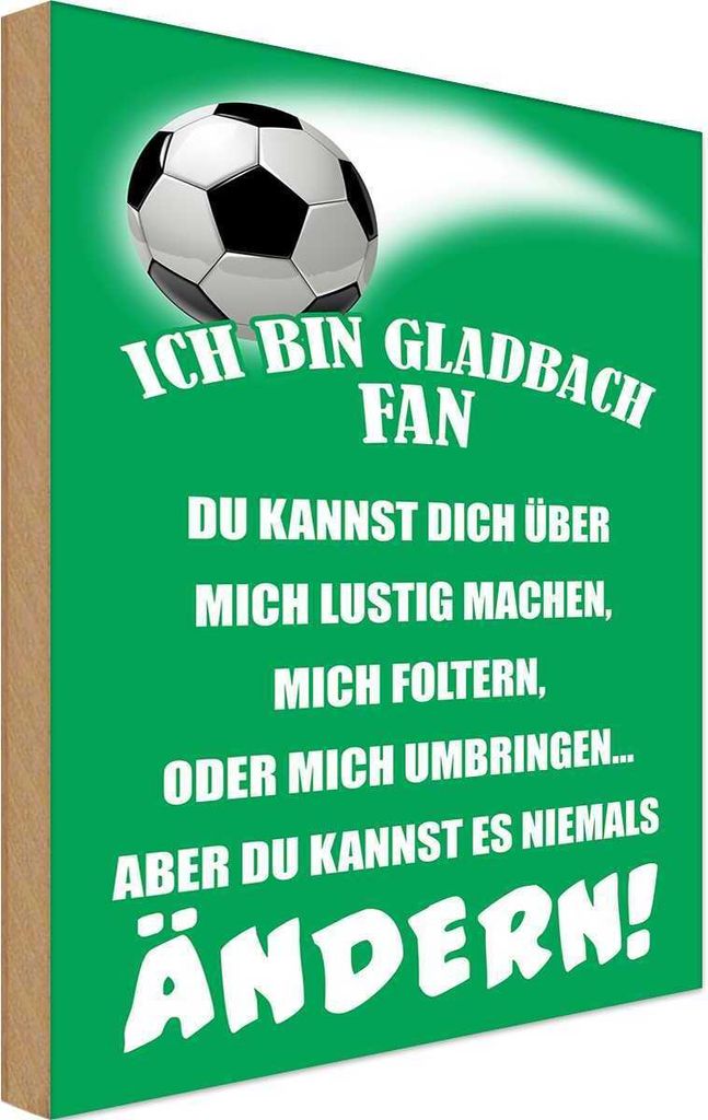 vianmo Holzschild 30x20 cm ich bin Gladbach Fan Fussball Sport Hobby