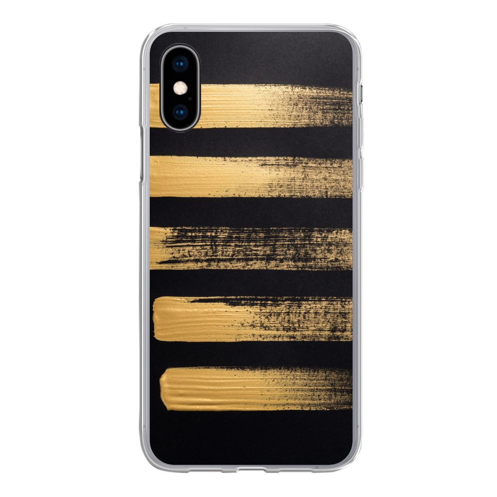 MuchoWow Handyhülle Schutzhülle Hülle für iPhone X Muster aus goldener Farbe auf schwarzem Hintergrund Silikon Softcase Handy Hülle - Handyh...