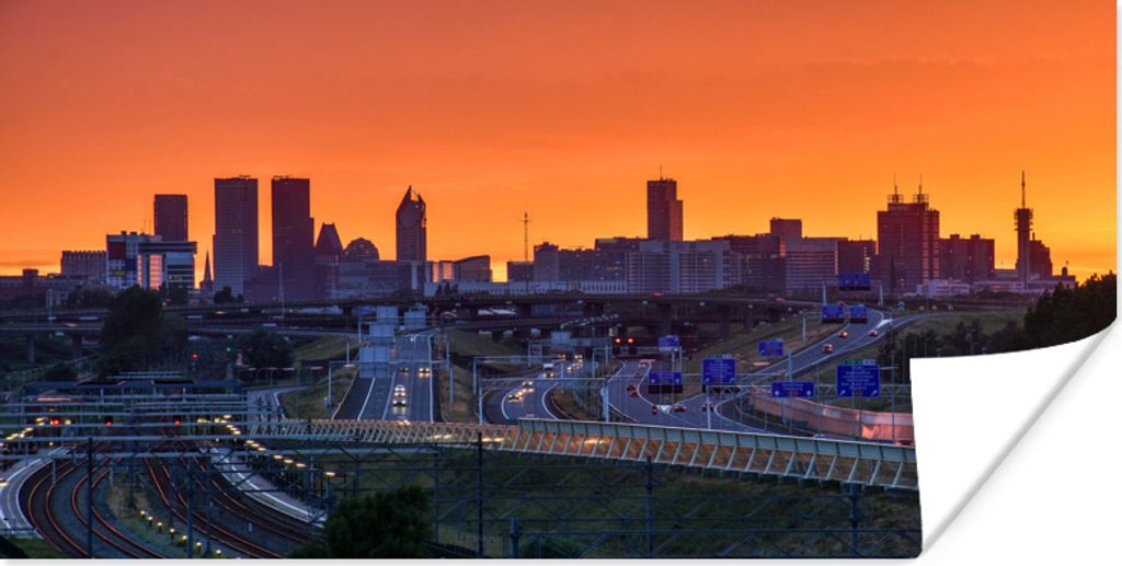 MuchoWow Poster Den Haag - Sonne - Brücke 80x40 cm - Wanddeko