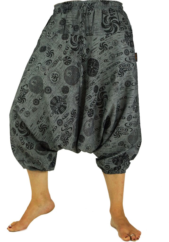 Aladinhose Pluderhose, Bedruckte Shorts 7/8 Länge - Grau, Damen, Baumwolle, Größe: S/M