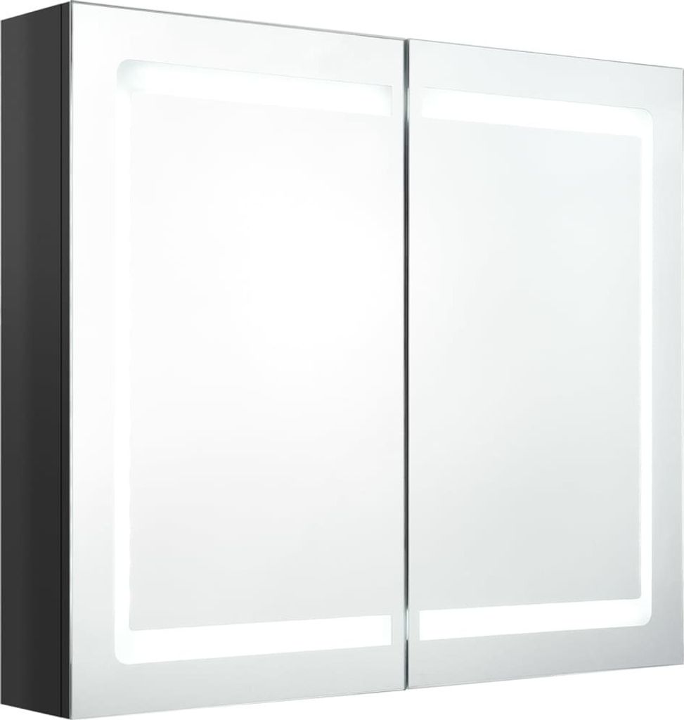 vidaXL LED-Spiegelschrank fürs Bad Glänzend Schwarz 80x12x68 cm