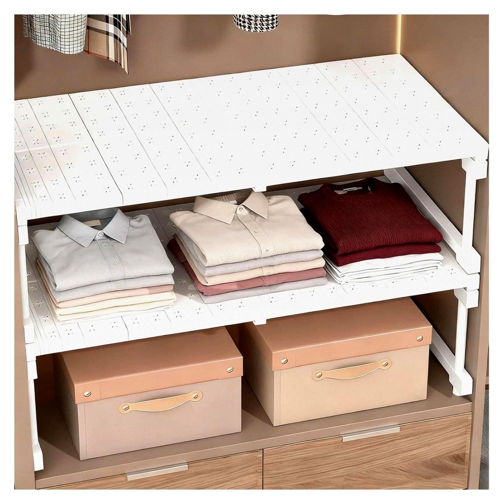 Verstellbare Regale für Schränke, Erweiterbare Einlegeböden, 24 cm Breite, für Kleiderschränke, Küchen und Badezimmer, Verstellbare Länge 27...