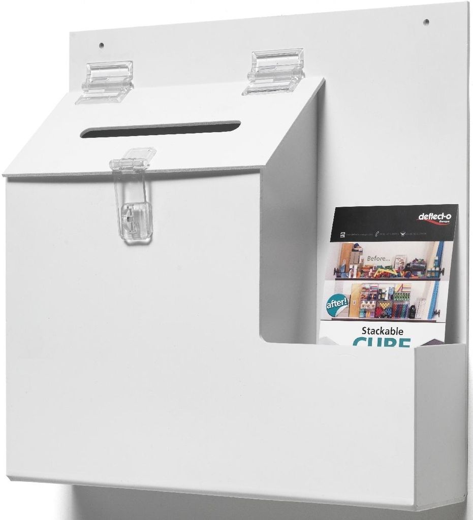 Boîte de collecte Deflecto blanche pour comptoir et montage Image du produit 