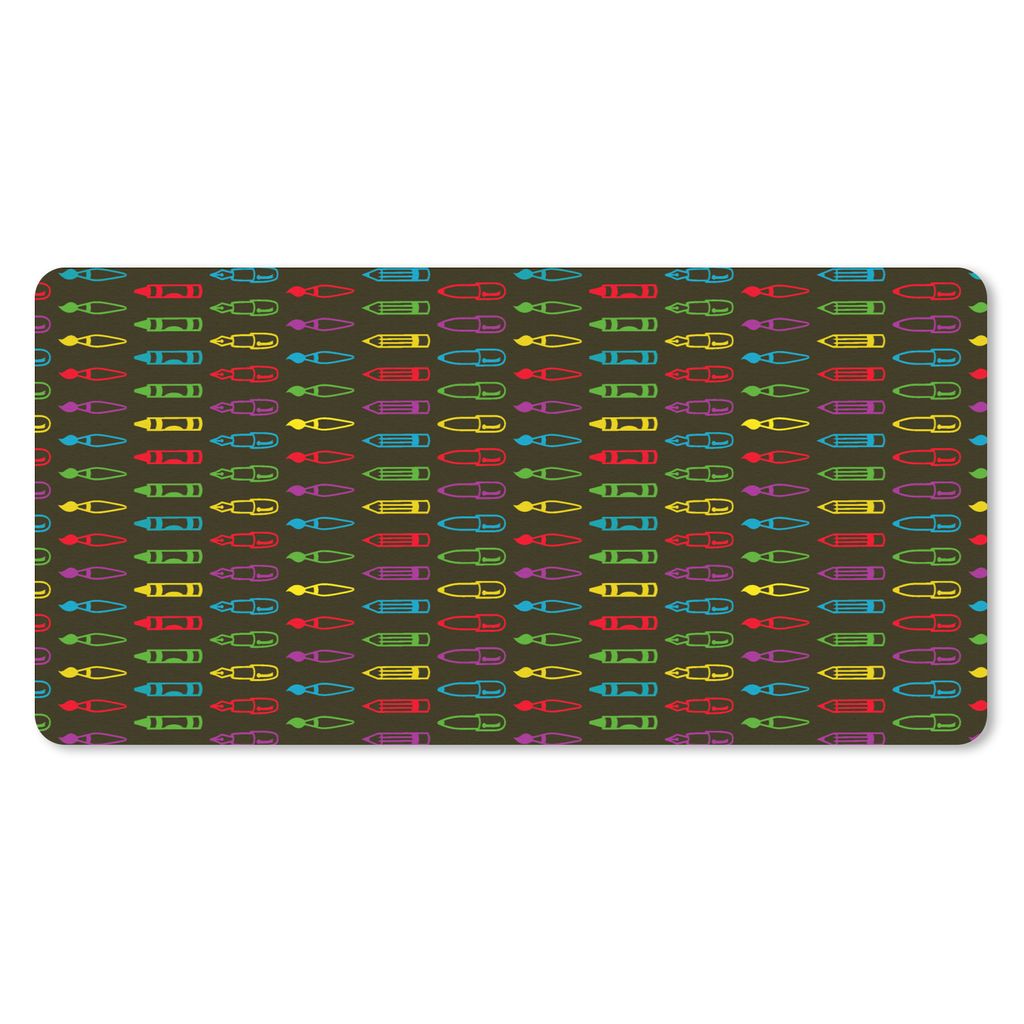 MuchoWow Schreibtischunterlage Bleistifte - Muster - Bleistift - Regenbogen 80x40 cm - XXL Mauspad - Gaming Mauspad