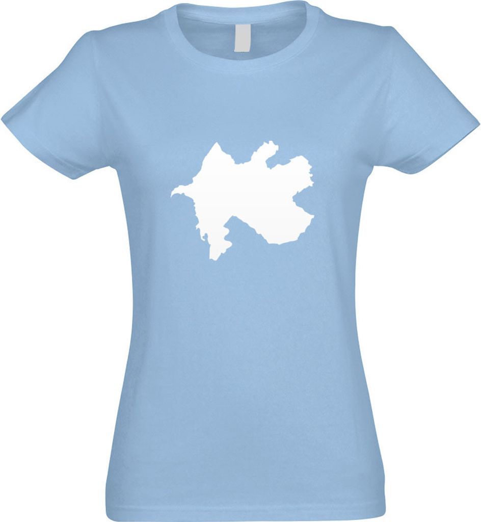 Kiwistar - T-Shirt tailliert - Damen - himmelblau - Aserbaidschan Umriss - mit Motiv Bedruckt - Funshirt Design - Sport - Freizeit - Damen - L