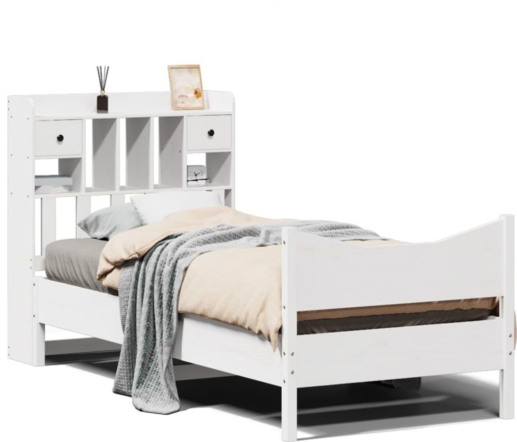 Massivholzbett ohne Matratze Weiß 75x190 cm Kiefernholz