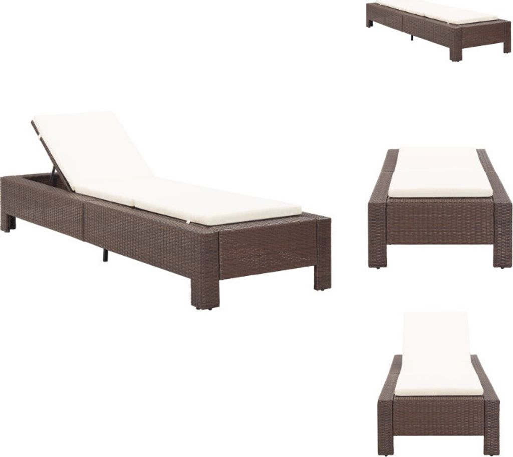 vidaXL Sonnenliege mit Auflage Braun Poly Rattan - Sonnenliegen
