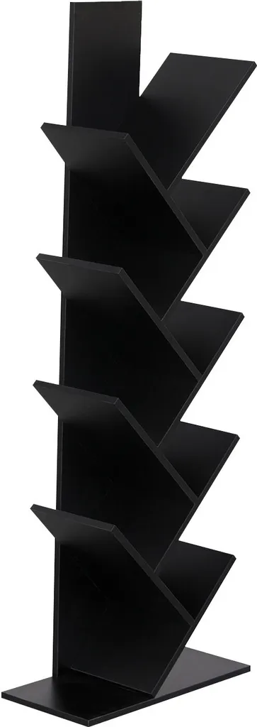 Bibliothèque 8 étagères inclinées noire SIMONE - Étagère arbre design