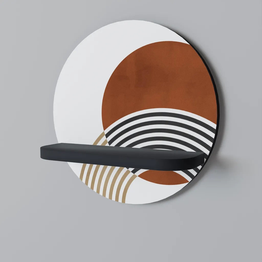 Étagère ronde noire meuble de rangement mural pour entrée et chambre