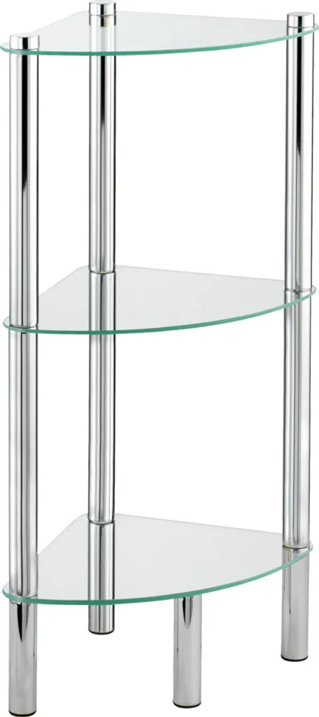 Étagère Yago en verre transparent, mobilier d'angle robuste avec 3 plateaux