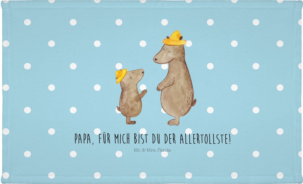 Mr. & Mrs. Panda Handtuch Bären mit Hut - Türkis Pastell - Geschenk, Flauschtuch, Vatertag, Kinder, Händehandtuch, Family, 50x100, Baumwollhandt...