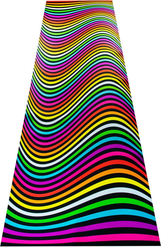 PSYWORK Schwarzlicht Bodenbelag Läufer Neon "Neon Waves", 1,5x4,0m
