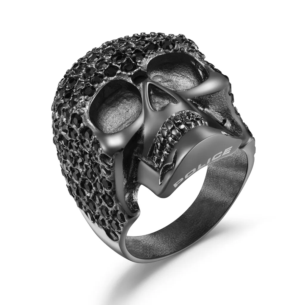 Anello Uomo Police Eager Teschio Acciaio 316L Gunmetal Grey