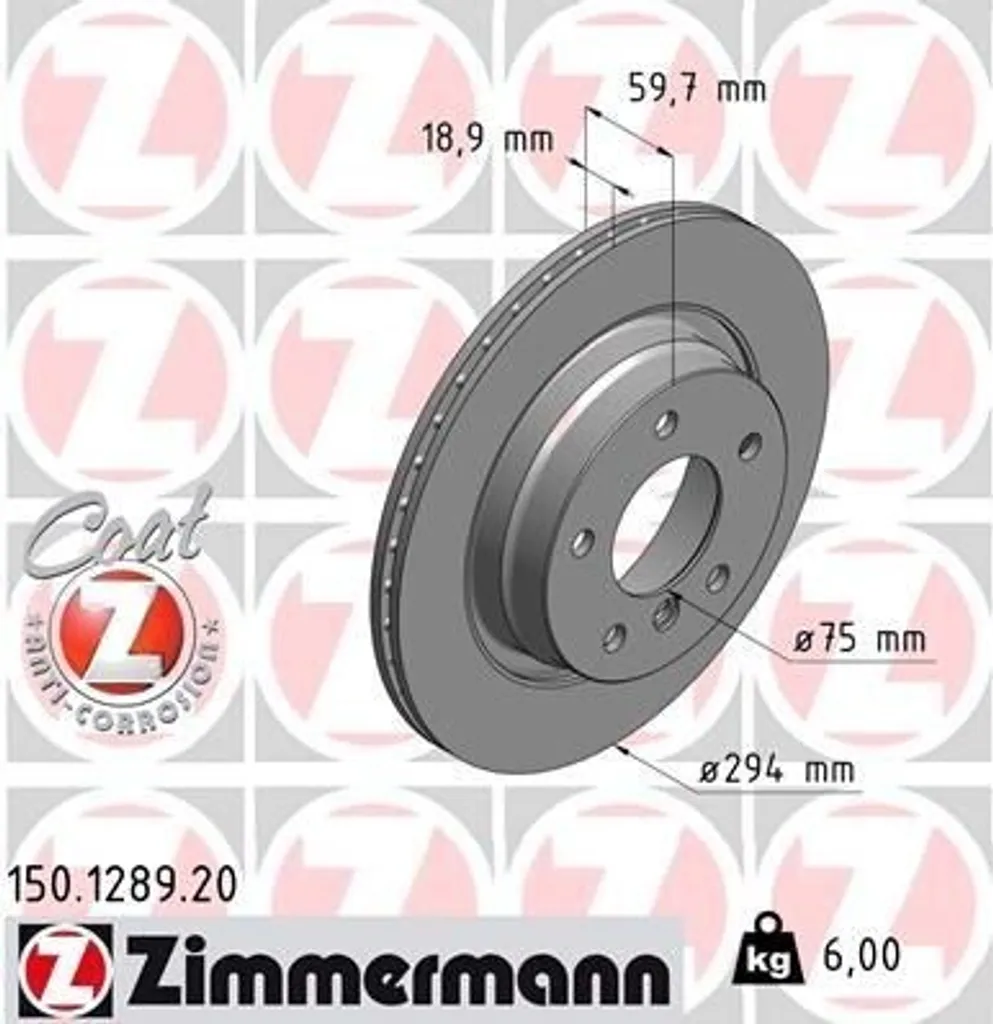 Disque de frein avant pour BMW Série 3 E46 Zimmermann 150.1289.20