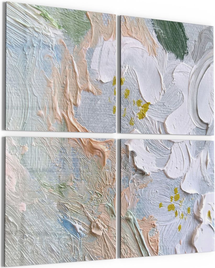 DEQORI Glasbild Echtglas 4x50x50 cm 'Pastellblütenmeer' Wandbilder XXL groß
