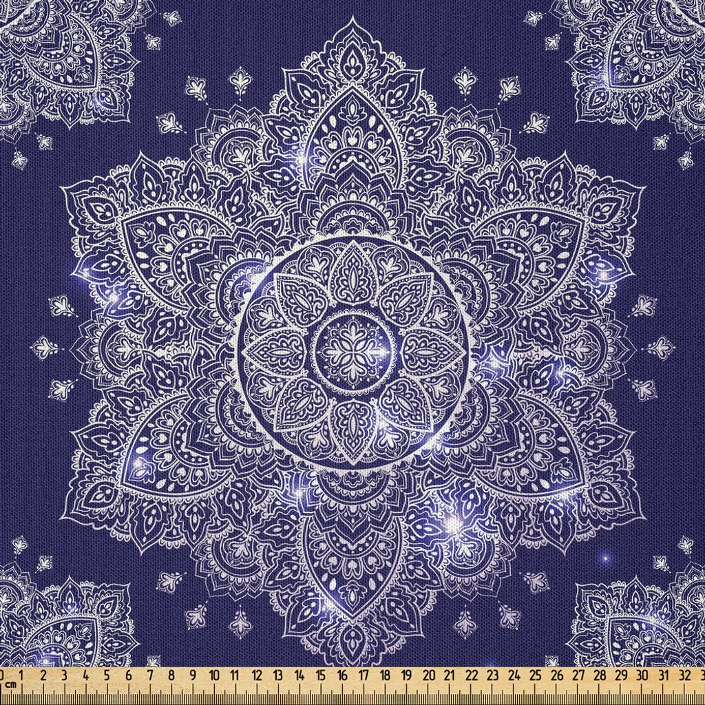 ABAKUHAUS Ethnisch Microfaser Stoff als Meterware , Ethnische Blumenverzierung Stammes- runde Mandala Paisley inspirierte Retro-Stil, 10 M (230 x 1...