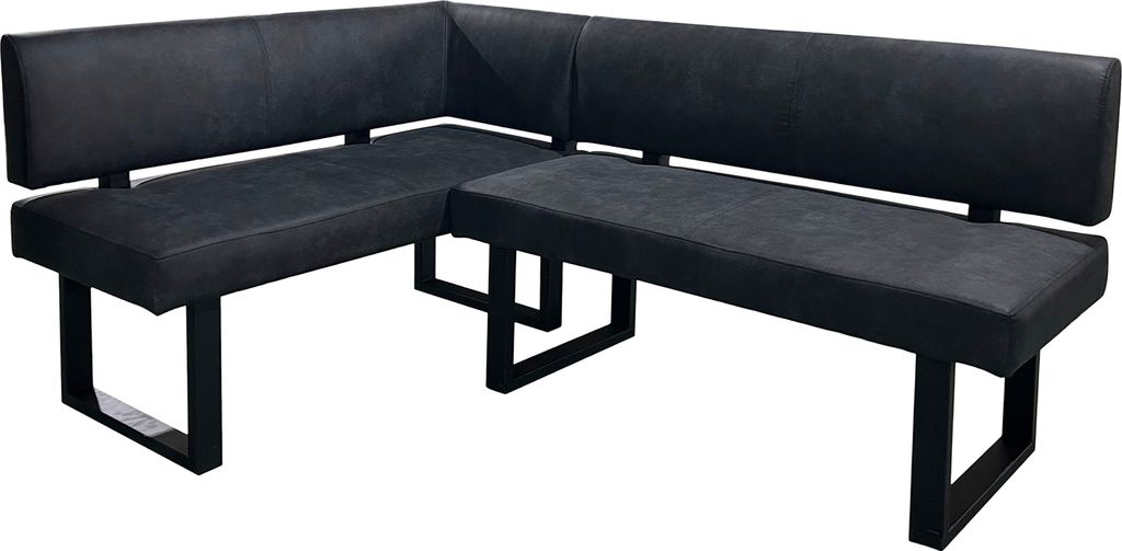 byLIVING Eckbank VANCOUVER / Vintage Mikrofaser anthrazit / Metall Gestell schwarz pulverbeschichtet / Taschenfederkern / 125 x 181,5, H 86 cm