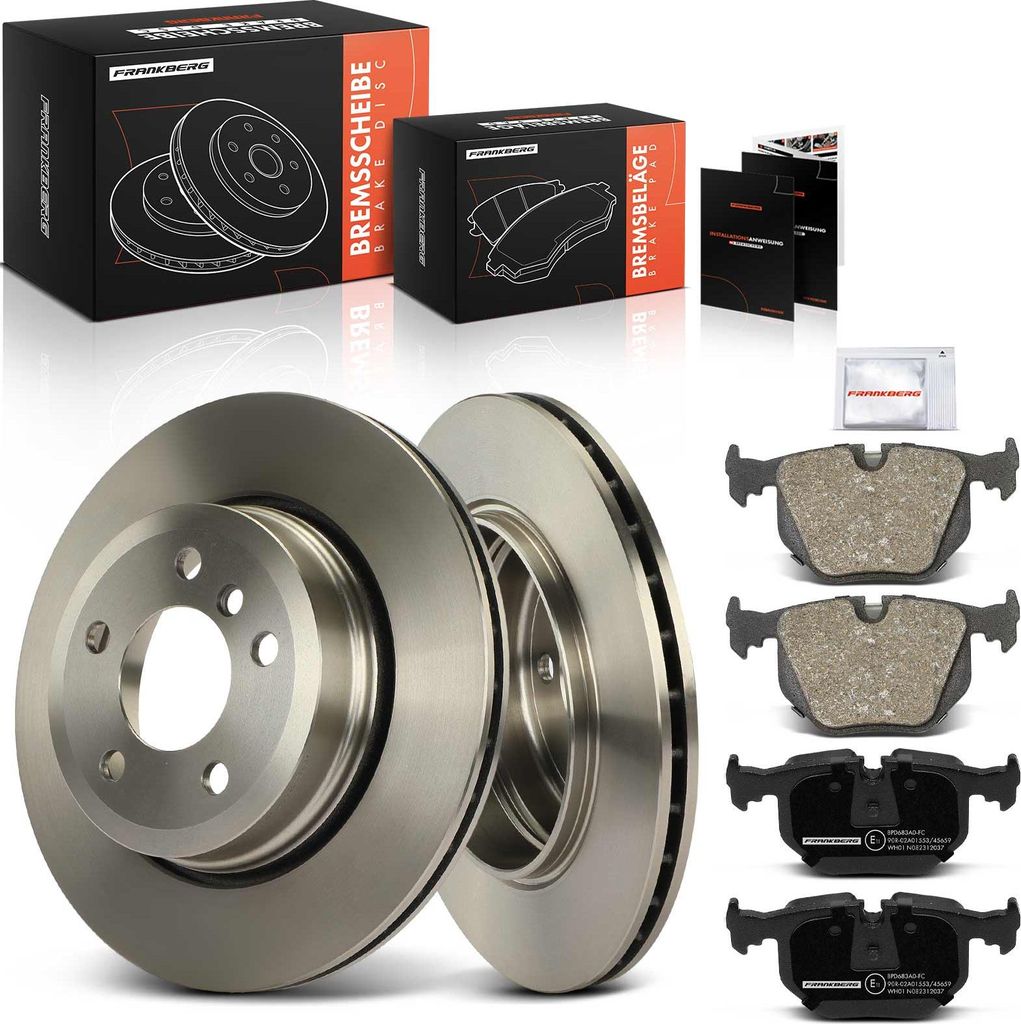 Frankberg 2x Bremsscheiben 4x Bremsbeläge Hinterachse für BMW X3 E83 2.0L 2.5L 3.0L 2003-2010