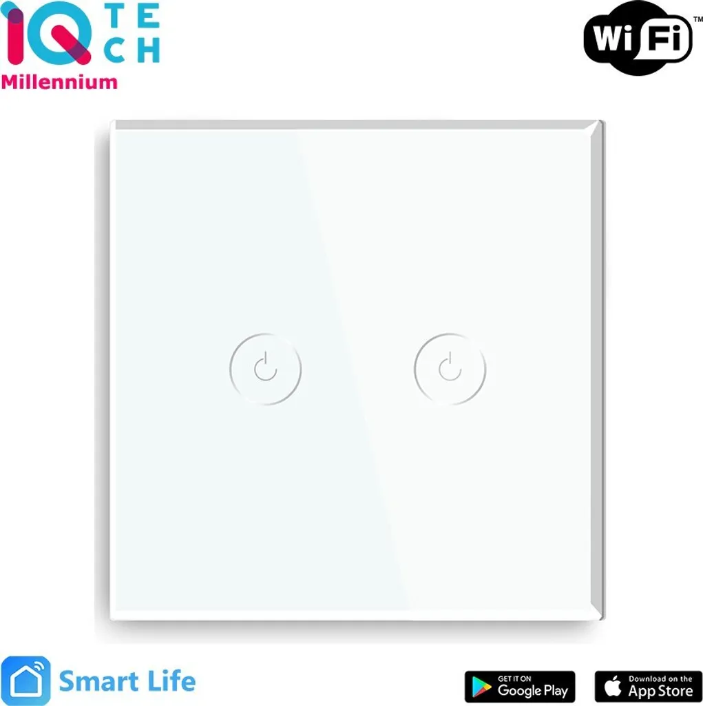 Interrupteur Double pour Éclairage Smartlife iQtech Millennium Blanc