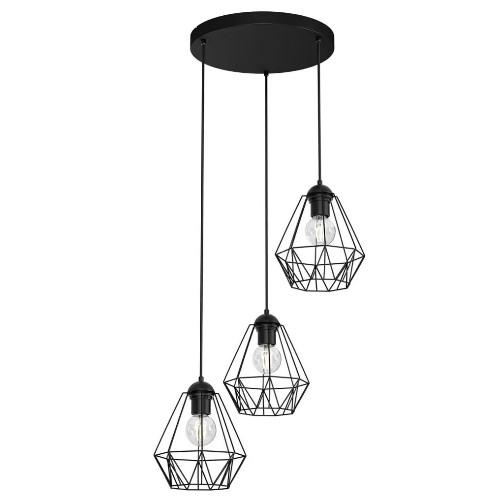 Suspension triple cercle Bergen 606 Luminex en fil de fer noir 60cm
