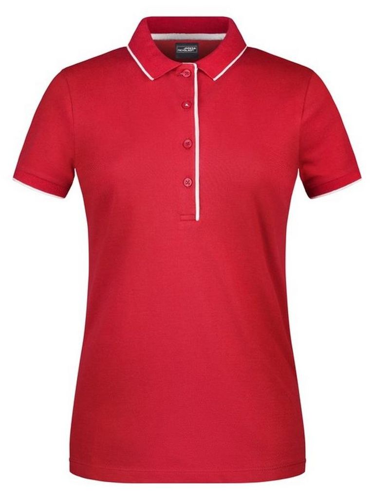 James and Nicholson - Poloshirt für Damen LT2630 (M) (Rot/Weiß)