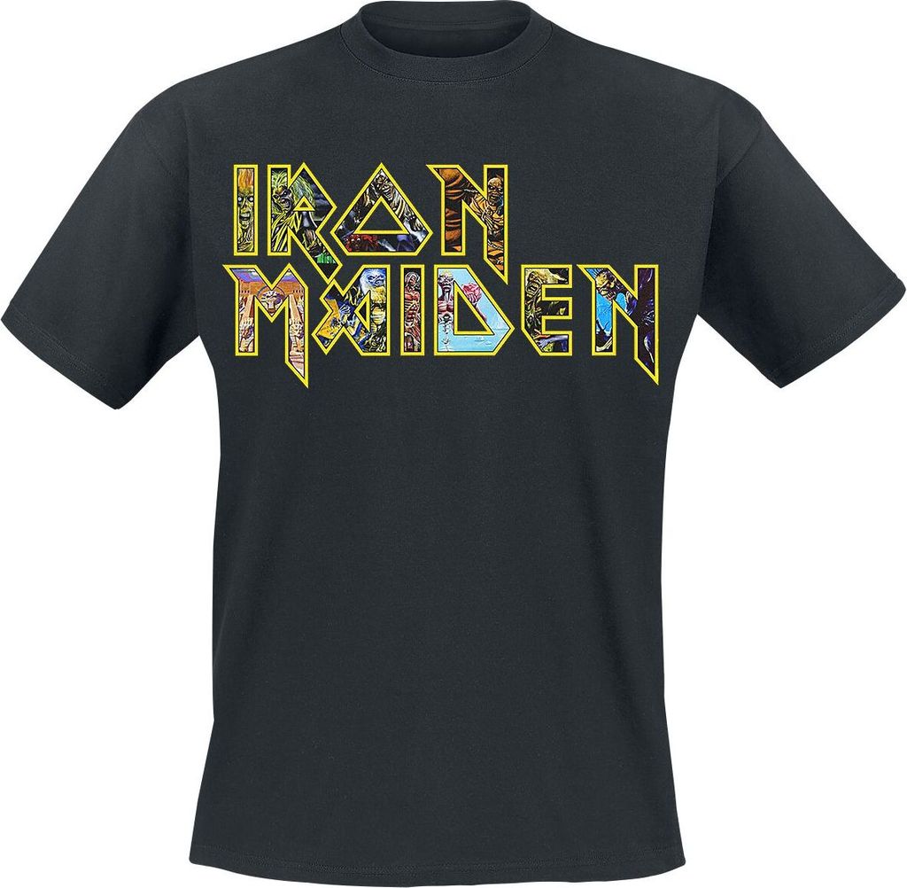 Iron Maiden T-Shirt Herren Eddies Logo schwarz Band-Merch, Bands 100% Baumwolle S