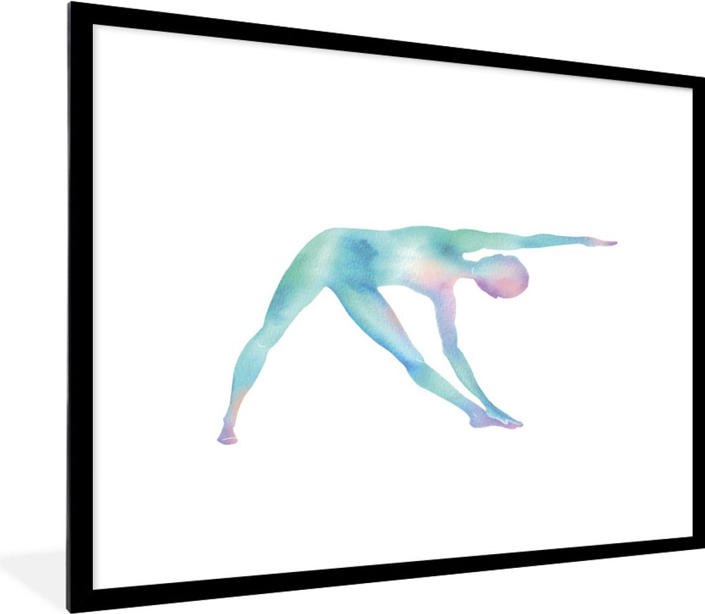 MuchoWow Gerahmtes Poster Yoga - Blau - Lila 80x60 cm - Poster mit Schwarzem Bilderrahmen Wandposter Rahmen Foto Bilder - Schlafzimmer-Dekoration...