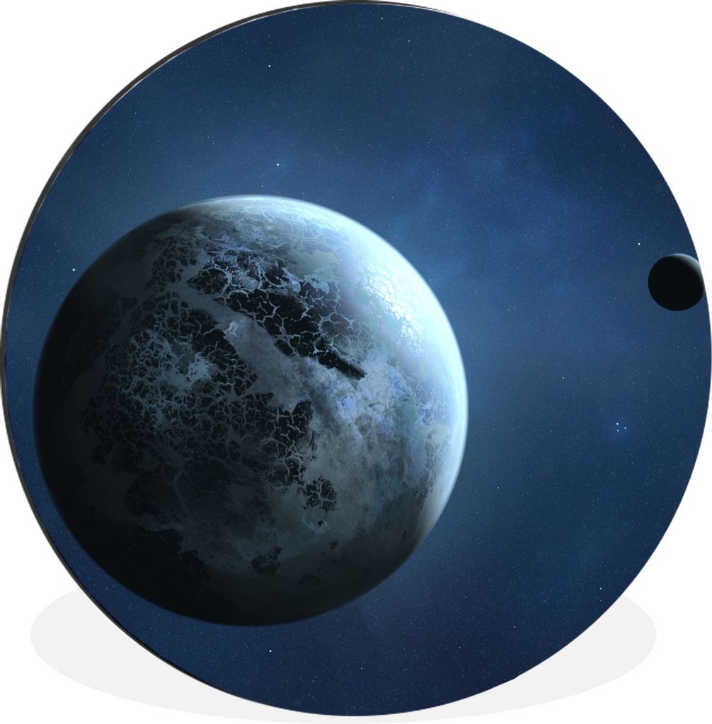 MuchoWow Aluminium Wandkreis Eine Illustration eines Planeten Ø 60 cm Wanddeko Modern Wohnzimmer - Wand Kreis - Wandbild - Schlafzimmer - Alumin...