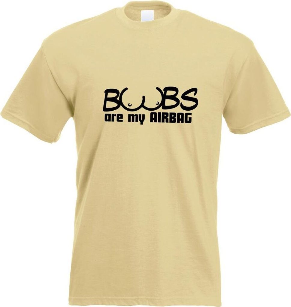 Kiwistar - T-Shirt - Khaki - Boobs Are My Airbagy Motiv Bedruckt Funshirt Design Print - mit Motiv Bedruckt - Funshirt Design - Sport - Freizeit - ...