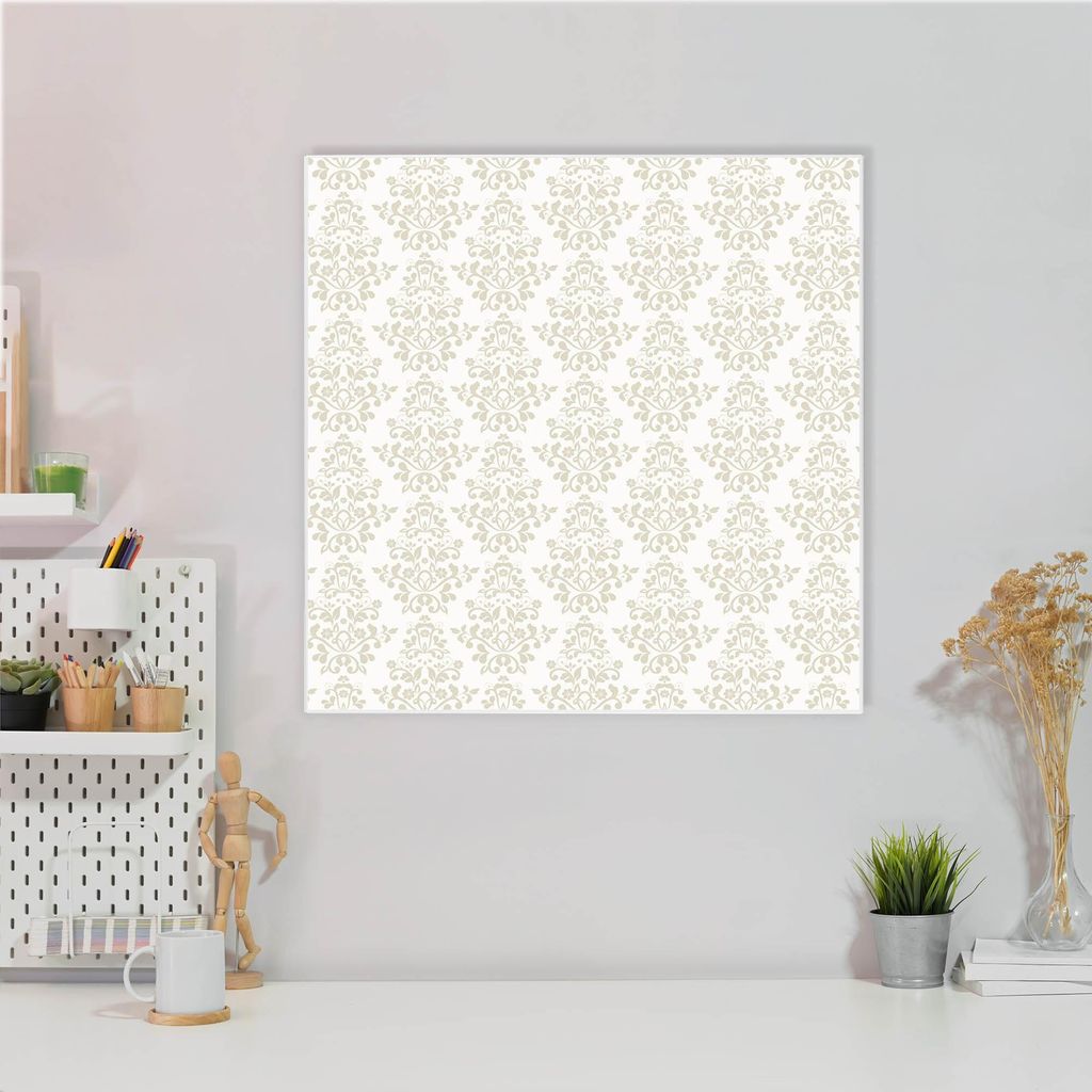 Design Stahlmagnettafel Quadratisch 50x50cm Tapete Weiß