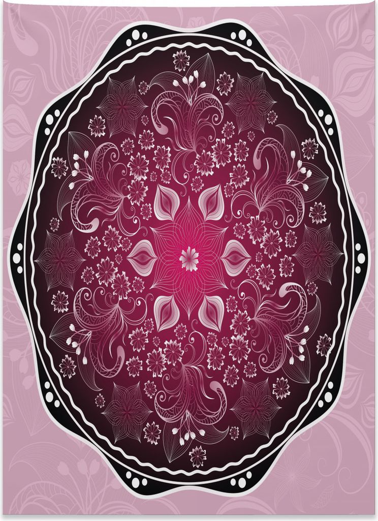 Abakuhaus lila Mandala Wandteppich, Klassischer Barock aus Weiches Mikrofaser Stoff Kein Verblassen Klare Farben Waschbar, 110 x 150 cm, Baby Pink ...