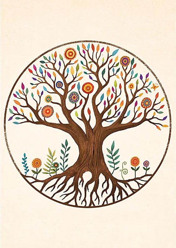Postkarten Baum des Lebens Mandala - 15x10,5 cm Packung mit 10 Stück