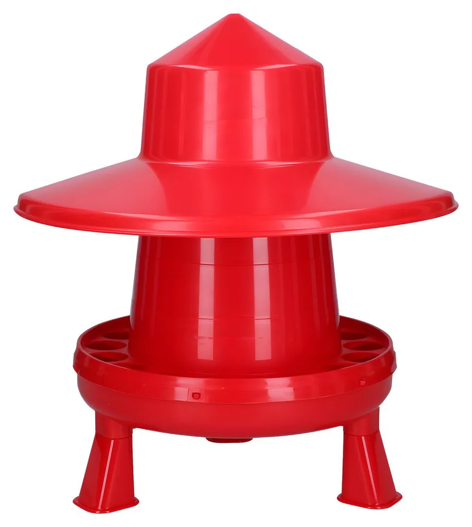Mangeoire Trémie 4kg Rouge pour Élevage de Volailles - Gaun Plastic
