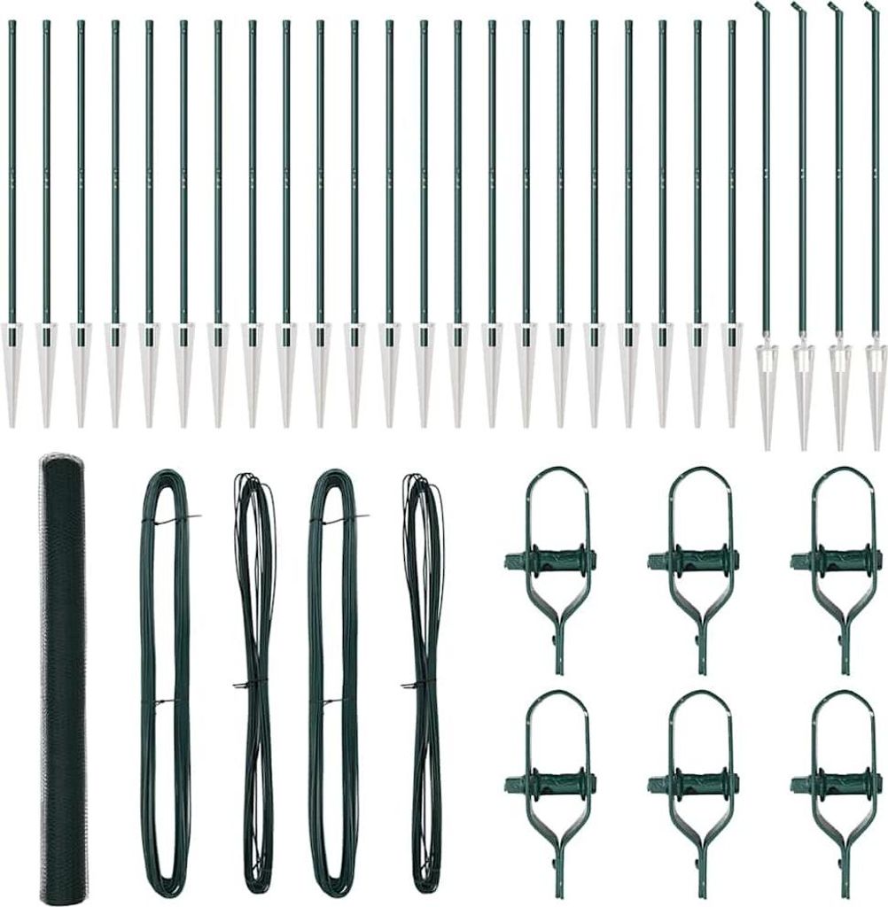 vidaXL Zaunpfosten Grün 50 x 1,6 m (25 mm Maschenweite) Stahl und PVC