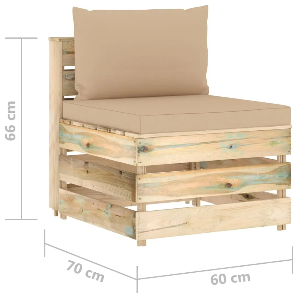Offerta Divano Centrale Outdoor Legno Impregnato e Cuscini Soft - 5