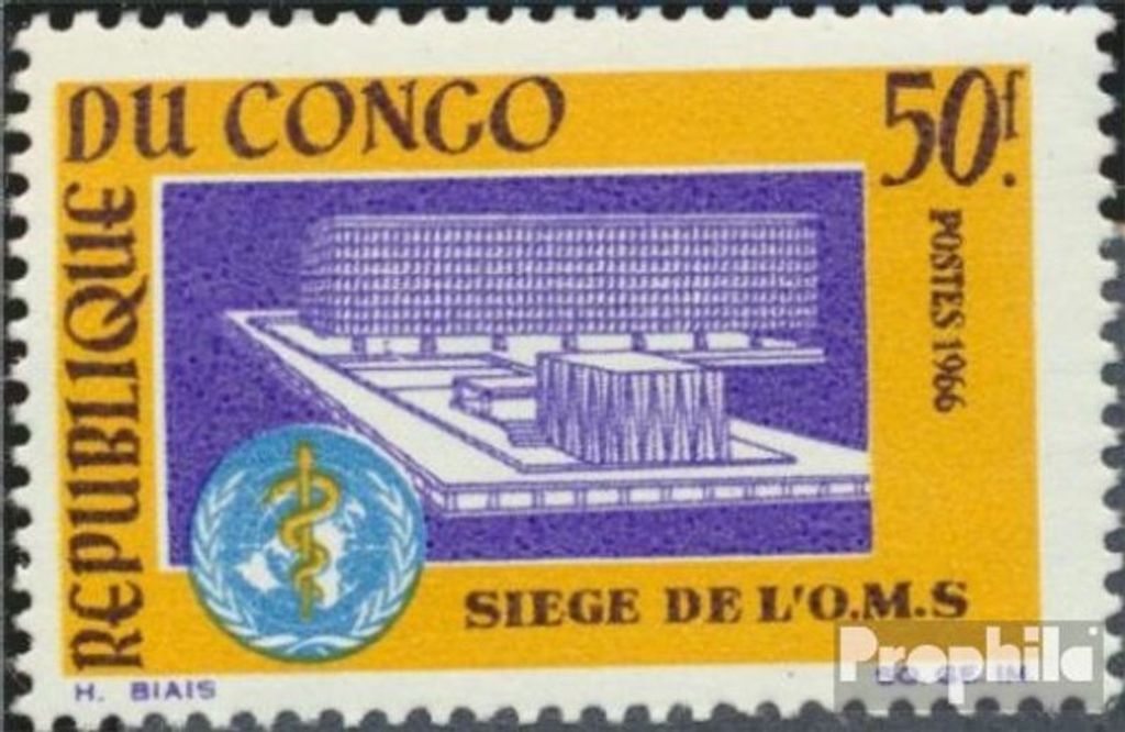 Briefmarken Kongo (Brazzaville) 1966 Mi 92 (kompl.Ausg.) postfrisch Einweihung neuer Amtssitz WHO