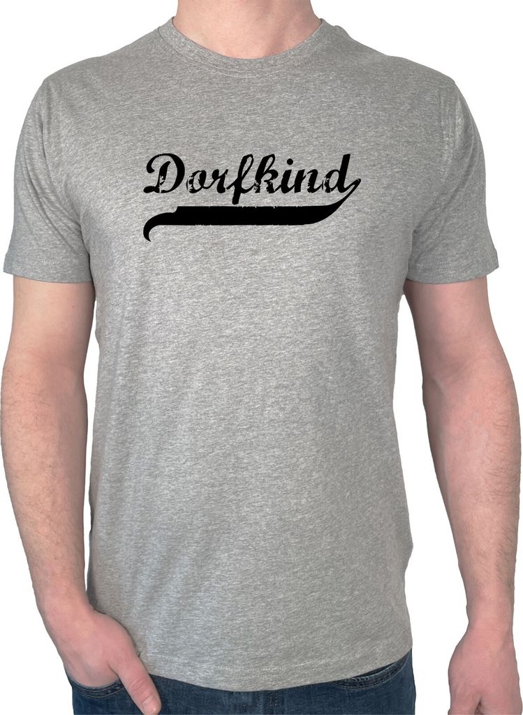 Huuraa Mens T-Shirt Dorfkind Vintage Geschenk Größe XL Sport Grey Bio Baumwolle Fairtrade Dorfkind Präsent