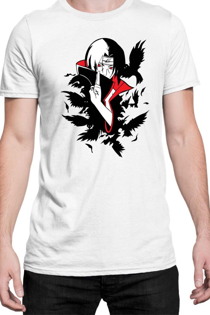 Herren T-Shirt Naruto Itachi Crows, Man S / Weiß