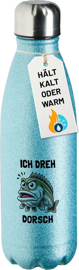 Huuraa Trinkflasche Ich dreh Dorsch Comic Meme 500ml Blue Edelstahl Wasserflasche Trinkflasche Geschenkidee