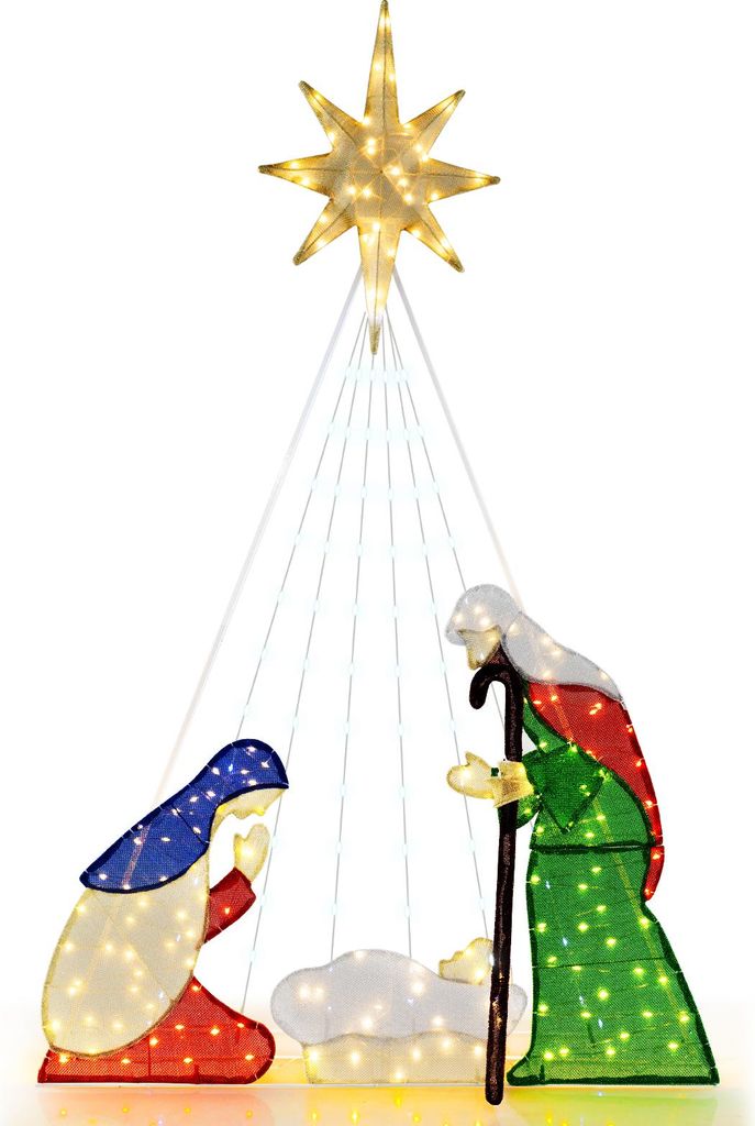 COSTWAY Crèche de Noël 180cm, crèche de Noël avec 240 LED Image du produit 