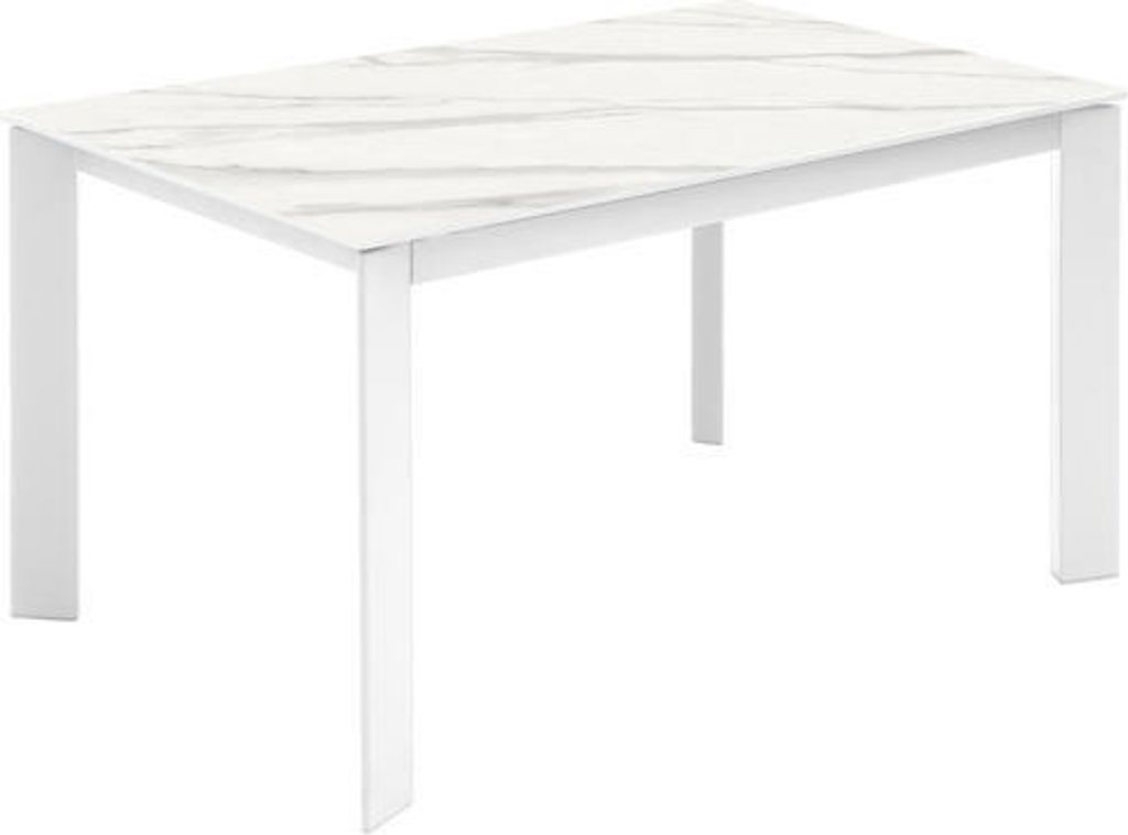 David - Ausziehbarer Tisch (140/200 x 90 cm) aus weißer Keramik